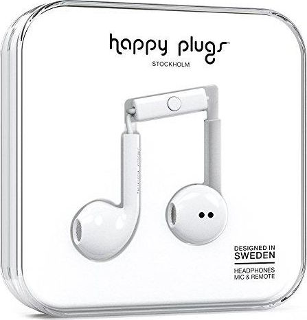 Happy Plugs Earbuds Plus with Mic - White  - ONLINE ONLY