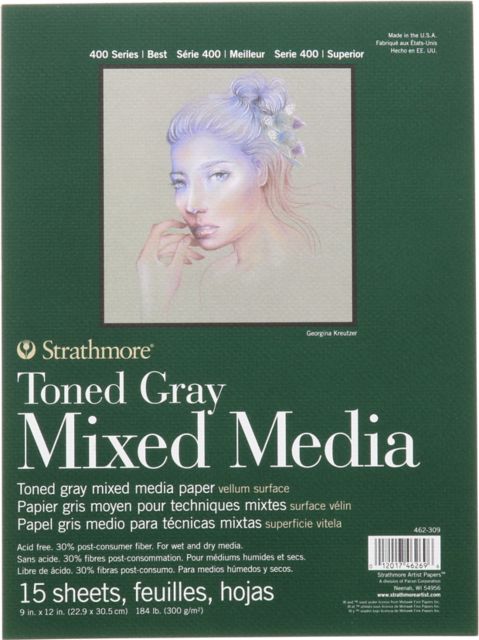 MIX MEDIA 400 TONED GRAY 9X12 15/SHEETS
