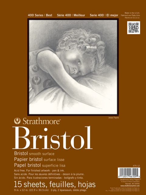 Bristol 400 Series 2Ply Smooth 9X12 Tape Bound 15/Sheets