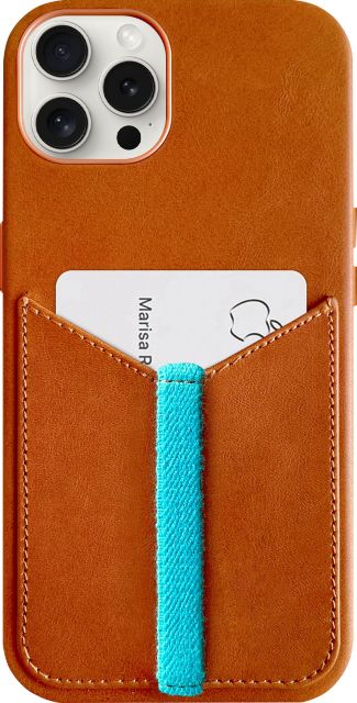 Bluebonnet Goods Leather Wallet iPhone Case, iPhone 15 Pro Max, Saddle Tan