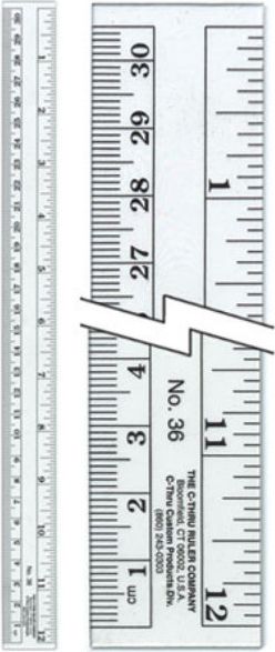 RULER 12 CLEAR PLASTIC