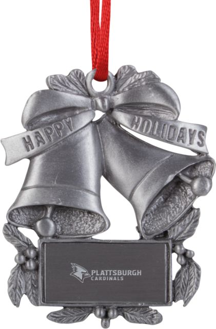 SUNY Plattsburgh Holiday Bells Ornament Horizontal Mark Engraved - ONLINE ONLY