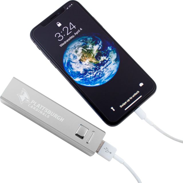 SUNY Plattsburgh Aluminum Power Bank Horizontal Mark Engraved - ONLINE ONLY
